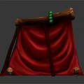 Home Decorative Tapestry With Red Fabric Wooden Rod Green Decoration And Round Buttons