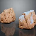 Two Natural Wood Stone Decorative Pieces With Brown And White Veined Textures