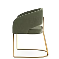 Dark Green Velvet Upholstered Dining Chair With Curved Backrest And Gold Metal Legs