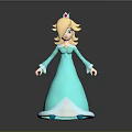 Blonde Princess In Blue Dress With Crown Animated Game Character