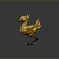 Mythical Flying Bird With Golden Yellow Fluffy Feathers And Sharp Claws 3D Rendered Standing Pose