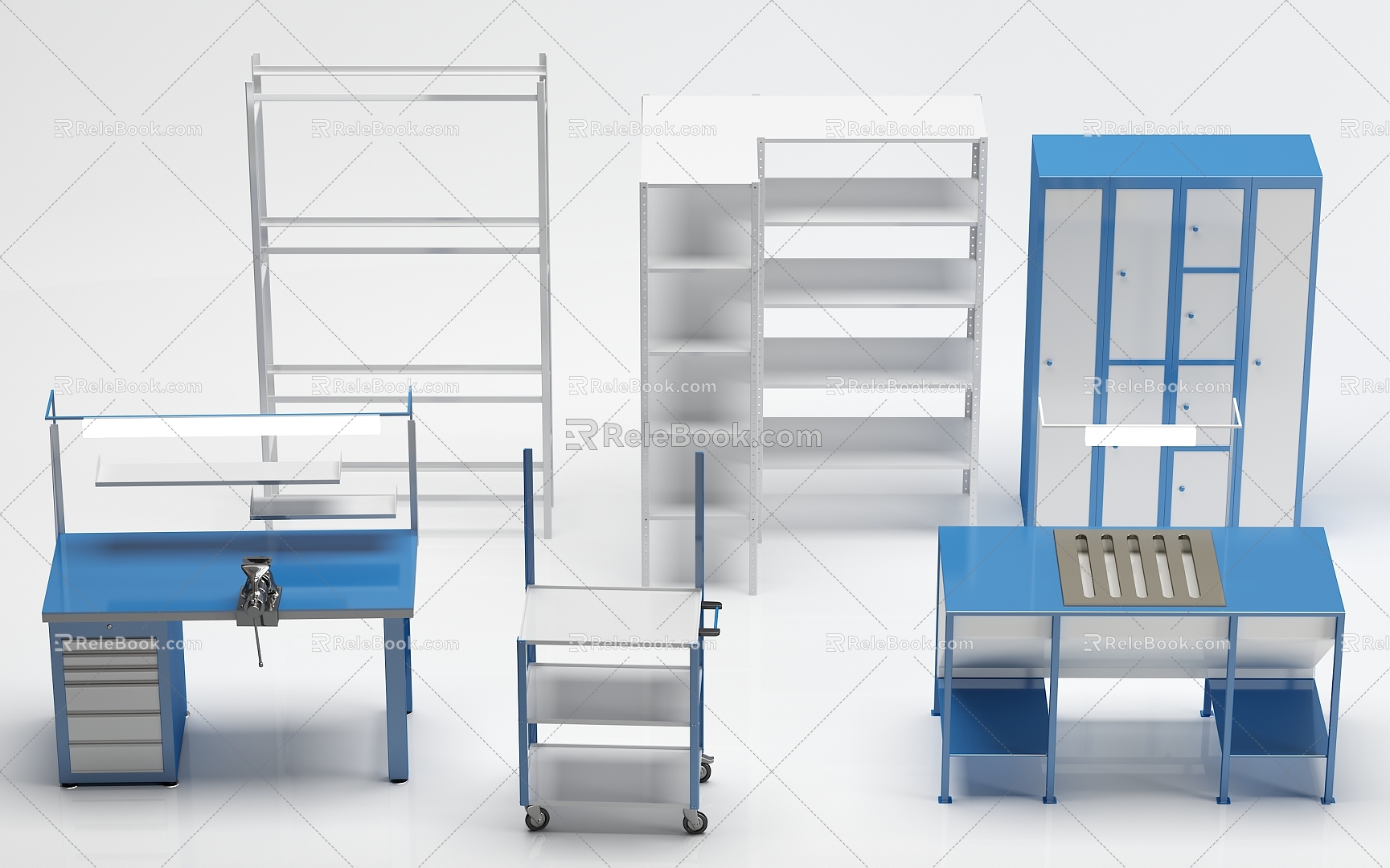 Modern Workbench Shelf Combination 3d model