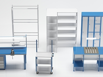 Modern Workbench Shelf Combination 3d model