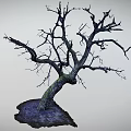 Leafless Tree With Twisted Trunk And Intricate Branches In Monochrome Illustration 3d model