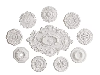 European-style lamp panel gypsum carved lamp panel combination 3d model