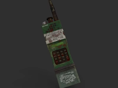 Vintage Worn Military Weapon Communication Device With Green White Surface And Antenna 3d model