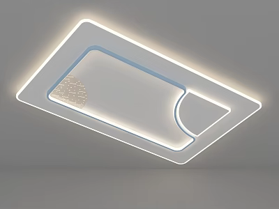 Modern Square Ceiling Light with LED Illuminated Border and Textured Center 3d model