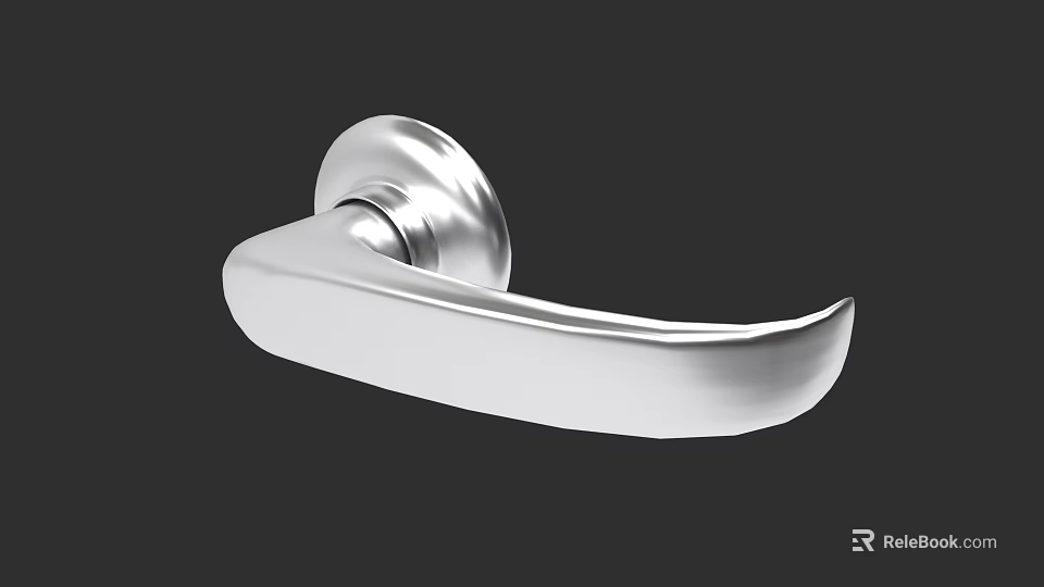 Modern Silver Metal Door Handle With Smooth Surface For Home Interior 3d model 