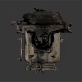 Worn Metal Industrial Equipment With Long Structure And Wheels For Transport