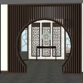 Chinese Style Interior Lounge Area With Wooden Carved Partitions And Sofa Seating