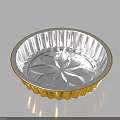 Elegant Golden Rimmed Transparent Aluminum Foil Tray With Decorative Patterned Reflective Surface Design