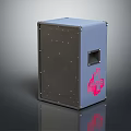Light Blue And Black Electronic Speaker With Mesh Front Panel Square Port And Pink Logo