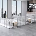 Modern Office Interior Design With Glass Partitions Open Workstations And Large City View Windows