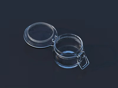 Transparent Ceramic Storage Jar With Lid And Handle For Kitchen Organization 3d model