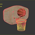 Basketball Equipment With Worn Wooden Backboard Orange Ball And Netted Hoop