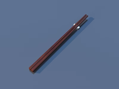 Brown Wooden Chopsticks Set With White Rest For Kitchen Dining Tableware 3d model