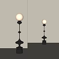 Modern Floor Lamp With Black Frame Spherical Illuminated Shade Against Light Background 3d model