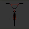 Red BMX Bicycle With Black Seat High Handlebar And Red Rimmed Wheels On Gray Background