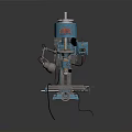 Blue Industrial Drilling Machine With Motorized Head Workbench Wheels And Lamp