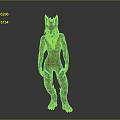 Anthropomorphic Wolf Character With Neon Blue Glowing Stripes And Ears