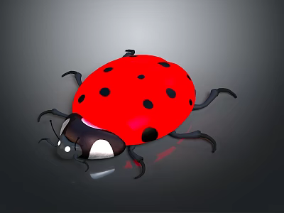 Cute 3D Ladybug Character With Red Body And Black Spots On Gray Background 3d model