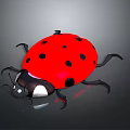 Cute 3D Ladybug Character With Red Body And Black Spots On Gray Background 3d model