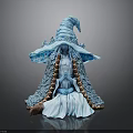 Woman Wearing Blue Wizard Hat With Ornate Cloak Sitting With Clasped Hands
