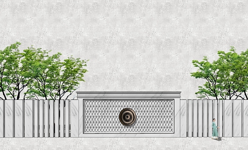 New Chinese style landscape wall 3d model