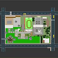 Modern Building Complex Aerial View With Roads Green Space And Plaza Design