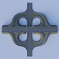 Modern Interchange Bridge With Multiple Loops And Crossing Traffic Lanes