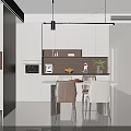Modern Living and Dining Room Interior With Sofa TV Wall Dining Table And Green Plant