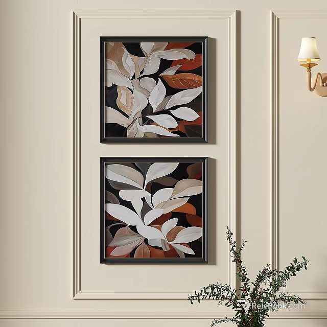 Modern Plant Paintings As Wall Decor For Home 3d model