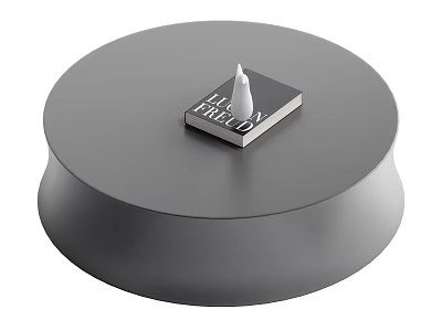 Round Gray Coffee Table Featuring Smooth Surface And Square ELK PROD Object With White Decor 3d model
