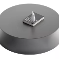 Round Gray Coffee Table Featuring Smooth Surface And Square ELK PROD Object With White Decor 3d model
