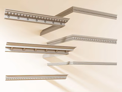 Decorative Gypsum Cornices With Various Ornate Patterns For Interior Design 3d model