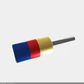 Cylindrical Object With Blue Red Gold Sections And Metal Rod Structure