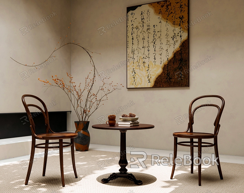 Modern Middle Ancient Style Casual Table and Chair Combination Ancient Single Chair Side Table model