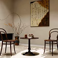 Modern Middle Ancient Style Casual Table and Chair Combination Ancient Single Chair Side Table 3d model