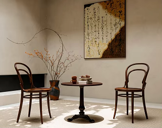 Modern Middle Ancient Style Casual Table and Chair Combination Ancient Single Chair Side Table 3d model
