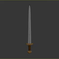 Ancient Decorative Sword With Silver Blade And Wooden Hilt As Weapon
