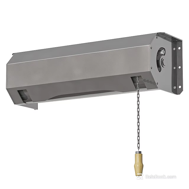 Stainless Steel Kitchen Range Hood With Suspension Chain And Wooden Handle 3d model 