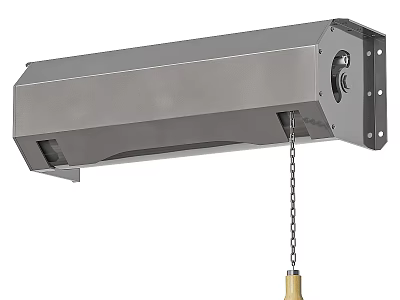Stainless Steel Kitchen Range Hood With Suspension Chain And Wooden Handle 3d model