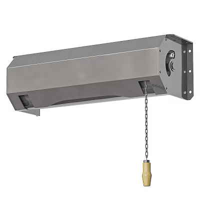 Stainless Steel Kitchen Range Hood With Suspension Chain And Wooden Handle 3d model
