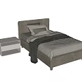 Modern Upholstered Single Bed With Gray Bedding Nightstand And Soft Blanket
