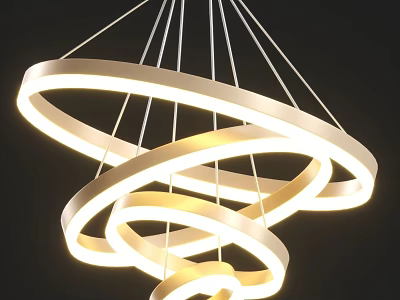 Modern Contemporary Geometric Interlocking Ring LED Chandelier With Illuminated Hanging Design 3d model