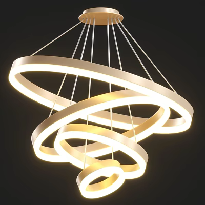 Modern Contemporary Geometric Interlocking Ring LED Chandelier With Illuminated Hanging Design 3d model