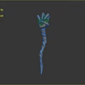 Golden Ornamental Weapon With Twisted Handle And Decorative Shiny Top Design