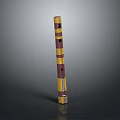 Colorful Yellow and Brown Striped Flute with Holes as Daily Life Item
