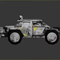 Off road truck with roof round lights silver gray body yellow accents rugged wheels