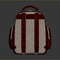 Stylish Red Striped Fabric Backpack With Double Straps And Side Pockets 3d model
